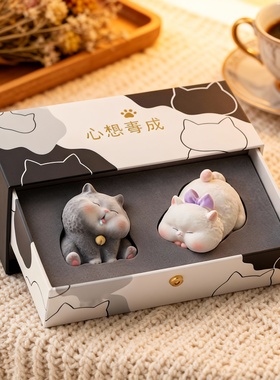 卡通树脂猫咪摆件礼盒解压