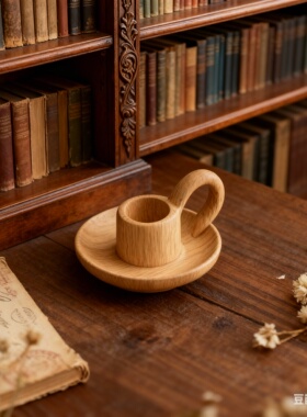 侘寂风手工木质可发光桌面摆件