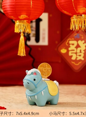 国潮马上有钱旋转树脂桌面摆件