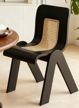 现代极简竹藤手工餐厅装饰椅
