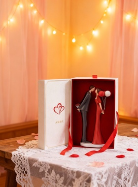 喜庆树脂人物摆件结婚礼物礼盒