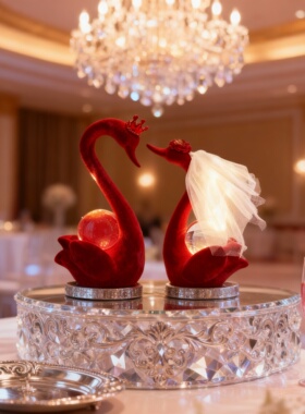 欧式天鹅情侣婚礼桌面摆件礼盒