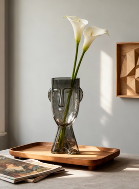 创意人头造型玻璃花瓶装饰摆件