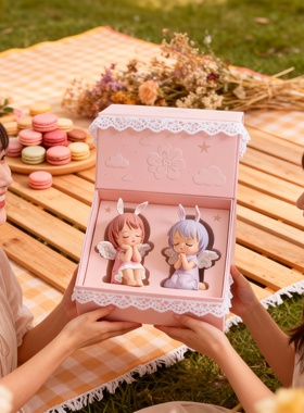 可爱天使兔子树脂摆件礼盒祝福