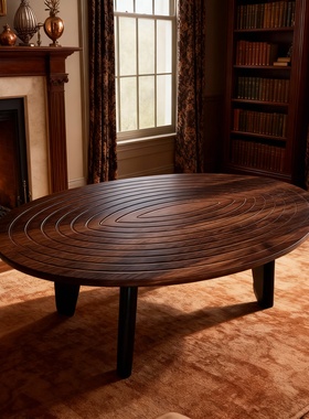 意式极简实木雕刻茶几