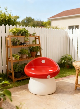 可爱蘑菇树脂玄关换鞋凳摆件