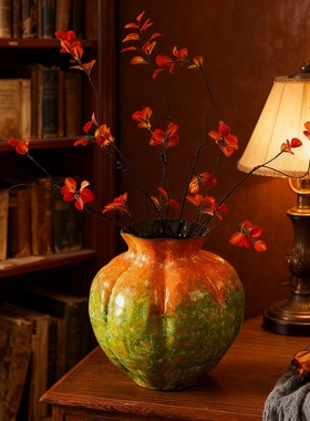 早花园田园花釉窑变瓷花瓶摆件