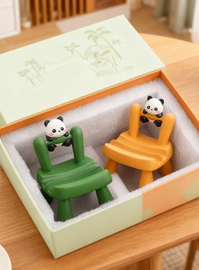 可爱熊猫树脂桌面摆件礼盒送礼