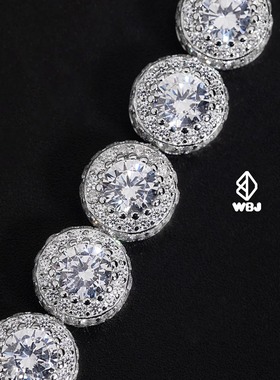 WBJ定制珠宝9mm圆群镶手链银饰
