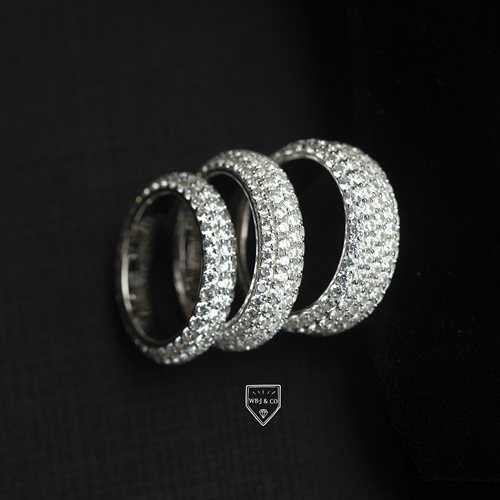 WBJ定制珠宝多排镶嵌满镶嵌戒指满圈手工镶嵌密钉镶嵌戒指hiphop - 图1