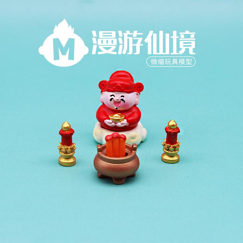独立盲袋微缩迷你小财神贡品猪头烤鸡蜡烛可爱过家家摆件玩具模型 - 图2