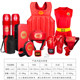 A complete set of twelve pieces of Sanda protective gear and fighting uniforms