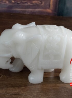 白玉石大象玉象摆件摆设摆饰包邮