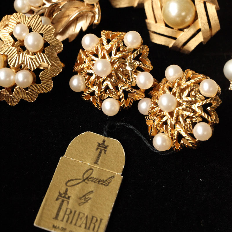 中古饰品trifari翠法丽西洋vintage复古耳环monet古董首饰耳夹
