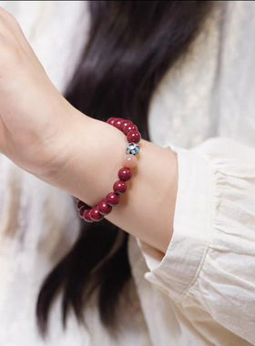 天然朱砂手串2025蛇年本命年文玩手持莲花手链新年礼