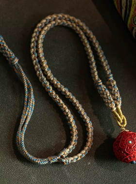 朱砂吊坠正品六字真言锁骨链女款项链高级感国风毛衣链