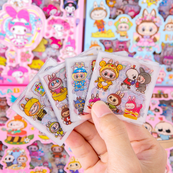 Labubu sticker boxed hand account waterproof diy sticker high-value creative cartoon cute decoration children's small gift