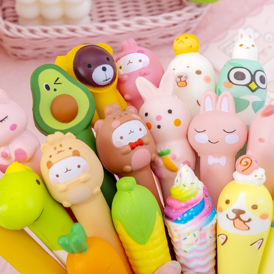 Cartoon decompression soft gel pen decompression swing pen primary school students creative and practical stationery school prize gift