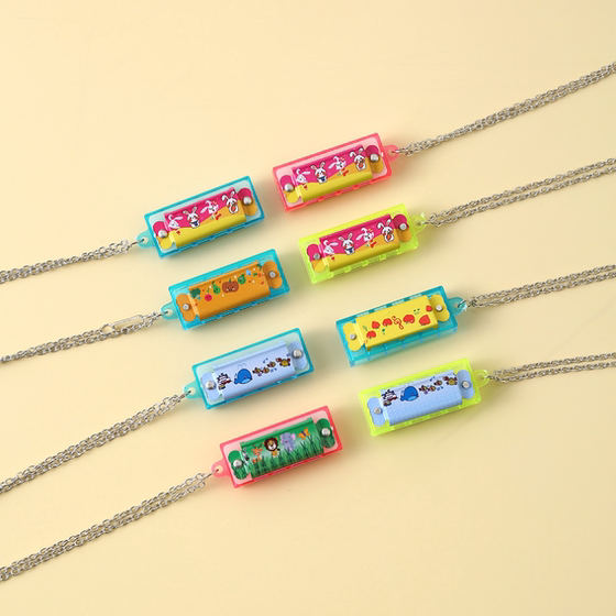 Children's mini harmonica 4-hole 4-tone harmonica necklace children's graduation season small gifts prizes kindergarten small gifts