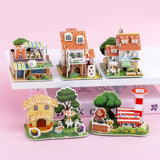3D three-dimensional small puzzle fun house puzzle kindergarten primary school students puzzle development prize birthday sharing gift