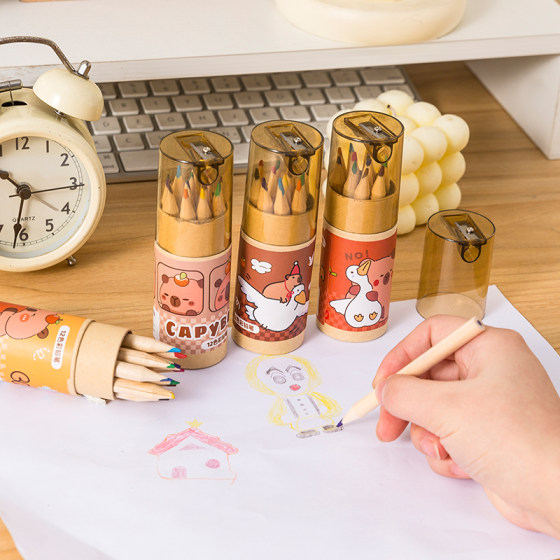 Capybara 12-color colored pencils for primary school students in first and second grade kindergarten activity prizes creative and practical stationery gifts