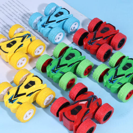 Creative double-sided inertia car four-wheel drive flip racing car children's toy car kindergarten gift small prizes street stall hot sale