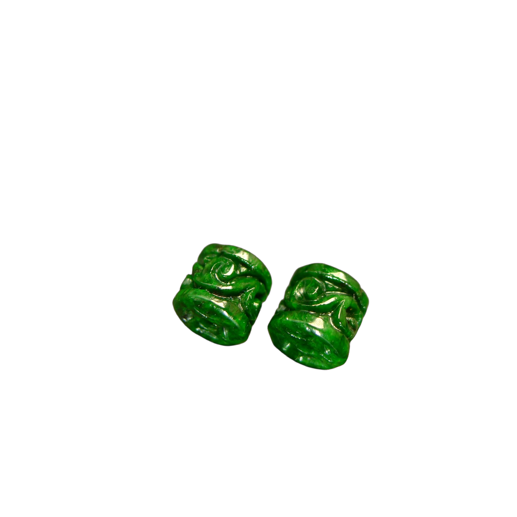 #J593一对辣绿缅甸天然A货翡翠圆柱形雕花管珠桶珠吊坠顶珠,淘宝优惠券,粉丝福利购,淘宝优惠卷