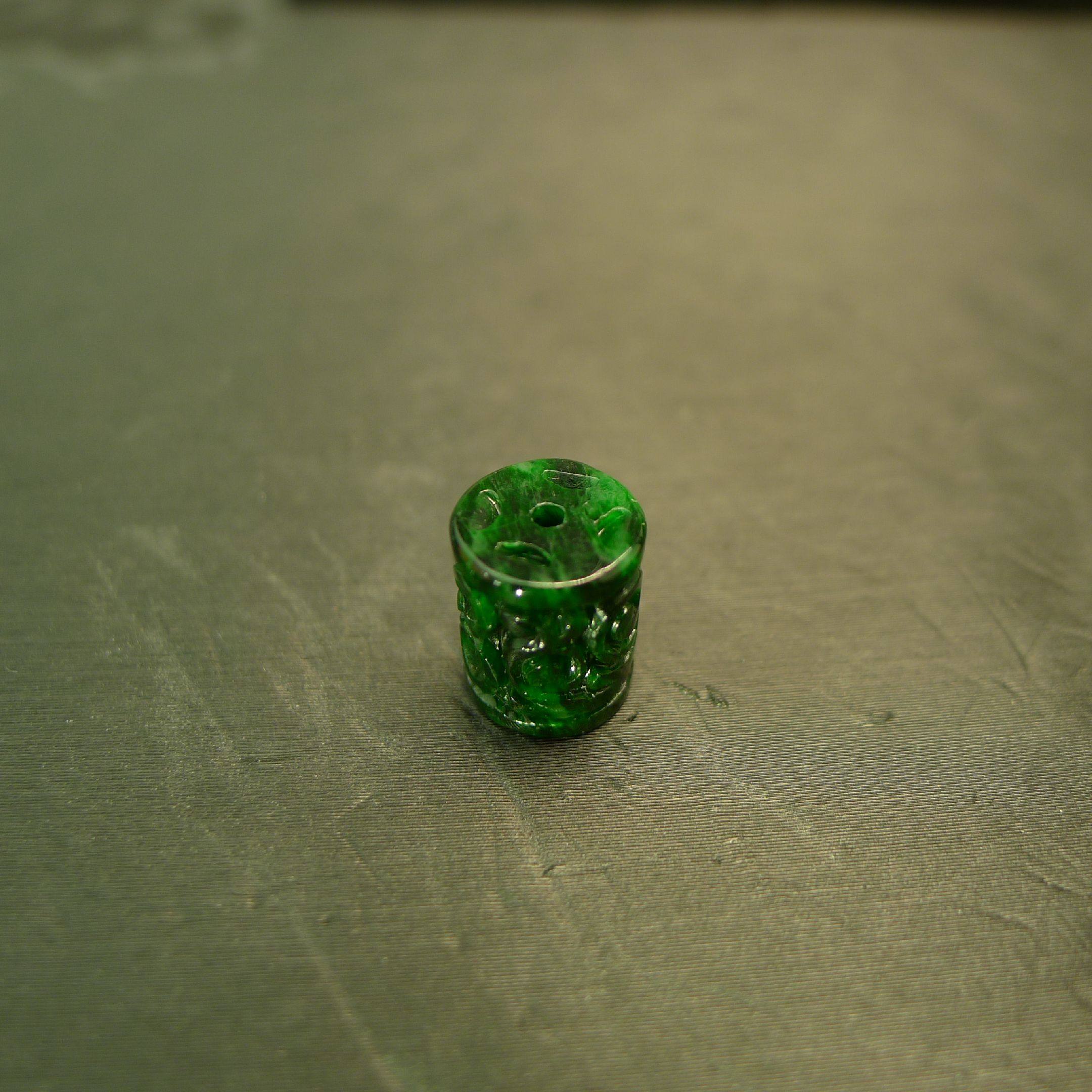 #I642满绿天然A货翡翠圆柱形管珠雕花桶珠 DIY手串珠串配件,淘宝优惠券,粉丝福利购,淘宝优惠卷