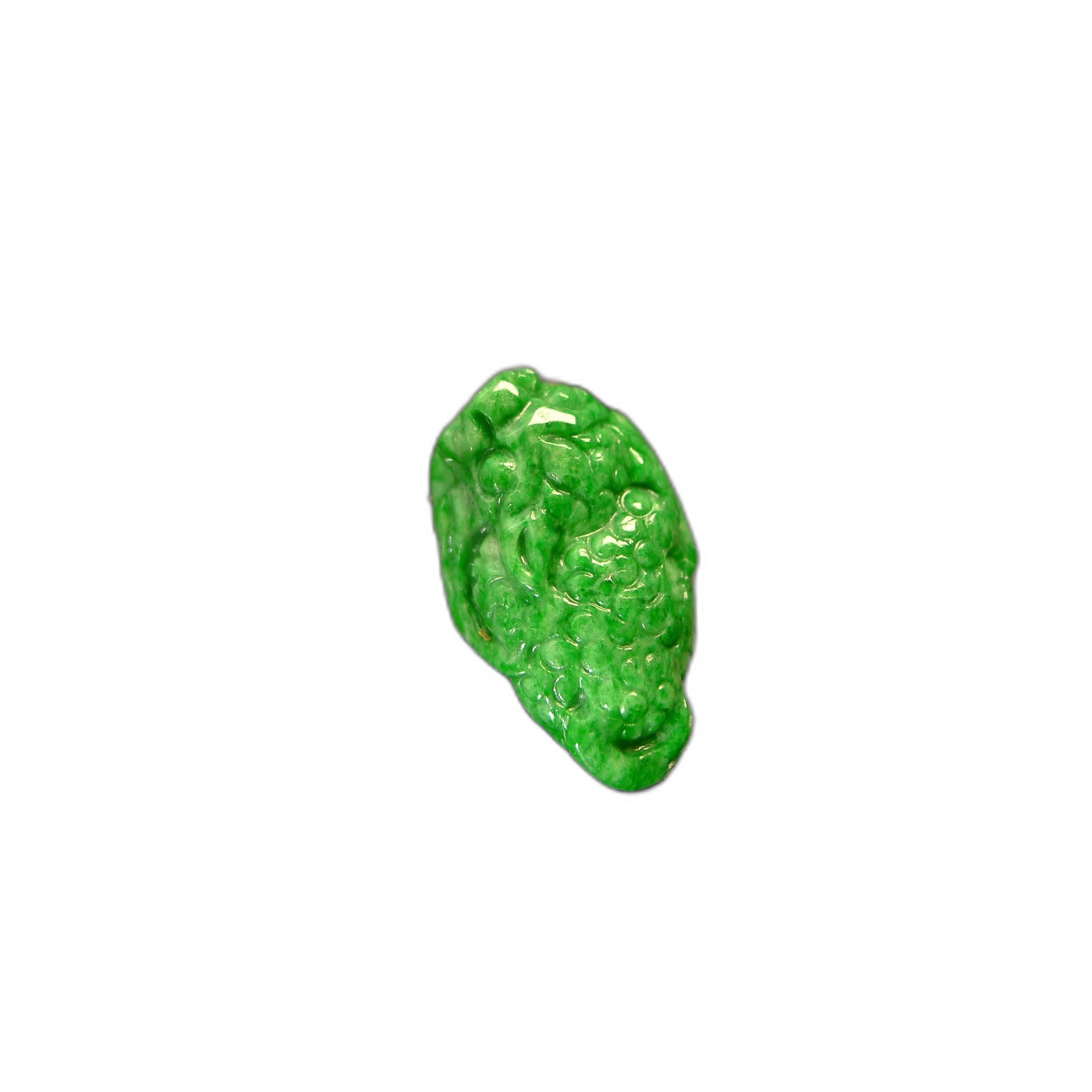 Spicy Green Burmese Natural Grade A Jade Golden Toad Ring Noodles