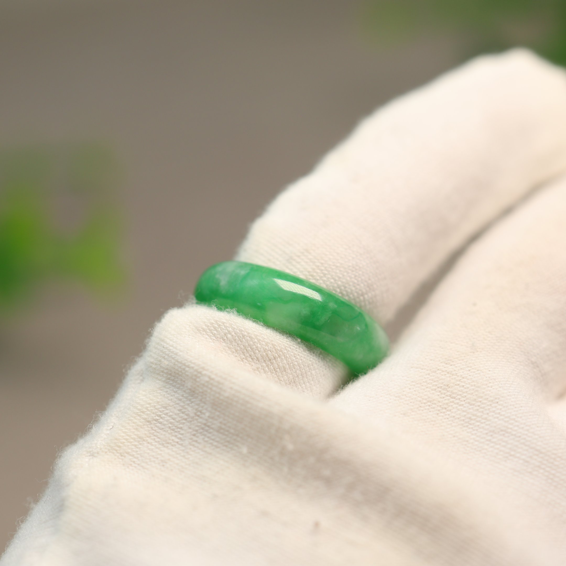 Ice green Myanmar natural grade A jadeite ring
