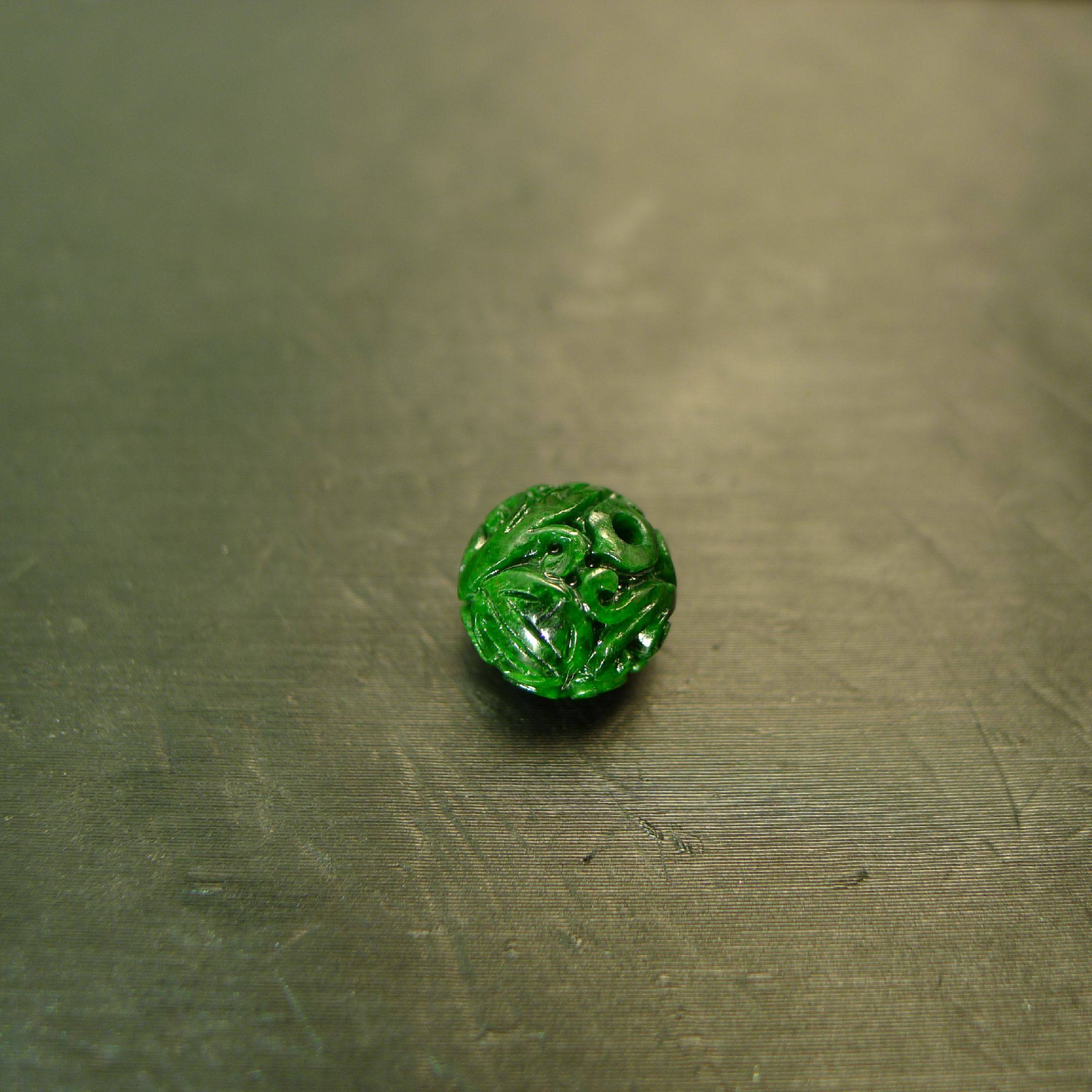 #L034辣绿天然A货翡翠团寿龙纹雕花圆珠子,淘宝优惠券,粉丝福利购,淘宝优惠卷