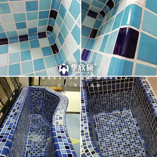 Бассейн с аксессуарами, керамическая мозаика, лента с лестницей, тройник