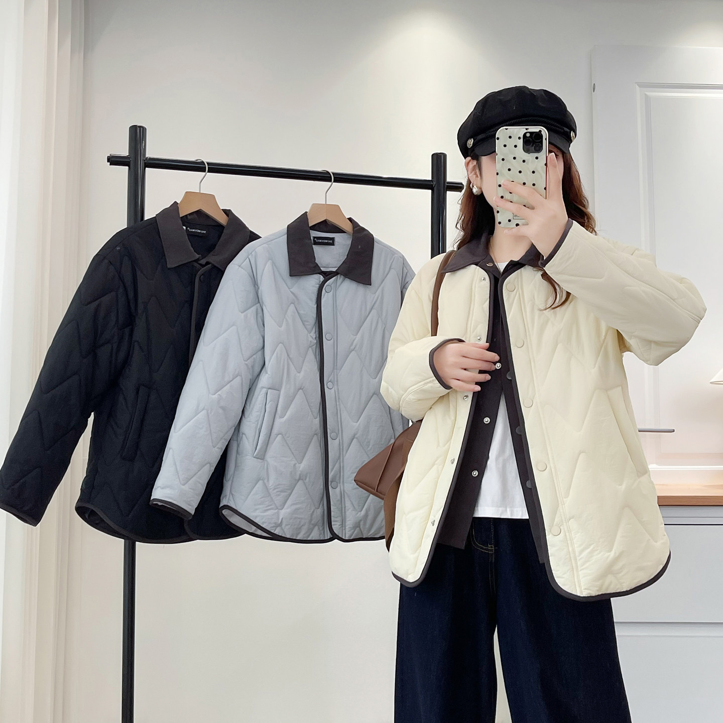 2025时尚洋气秋冬装假两件保暖加厚棉衣胖mm大码小香风遮肉外套韩,淘宝优惠券,粉丝福利购,淘宝优惠卷