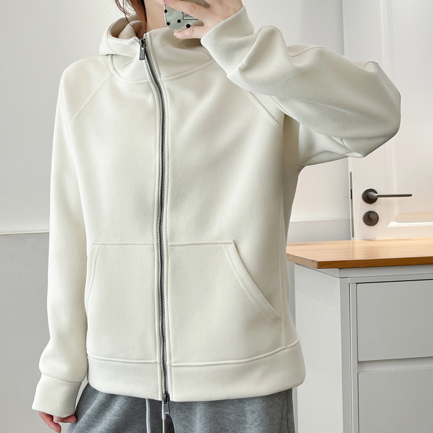 大码女装胖mm时尚运动休闲连帽夹克外套双拉链欧货美式慵懒风上衣 - 图2