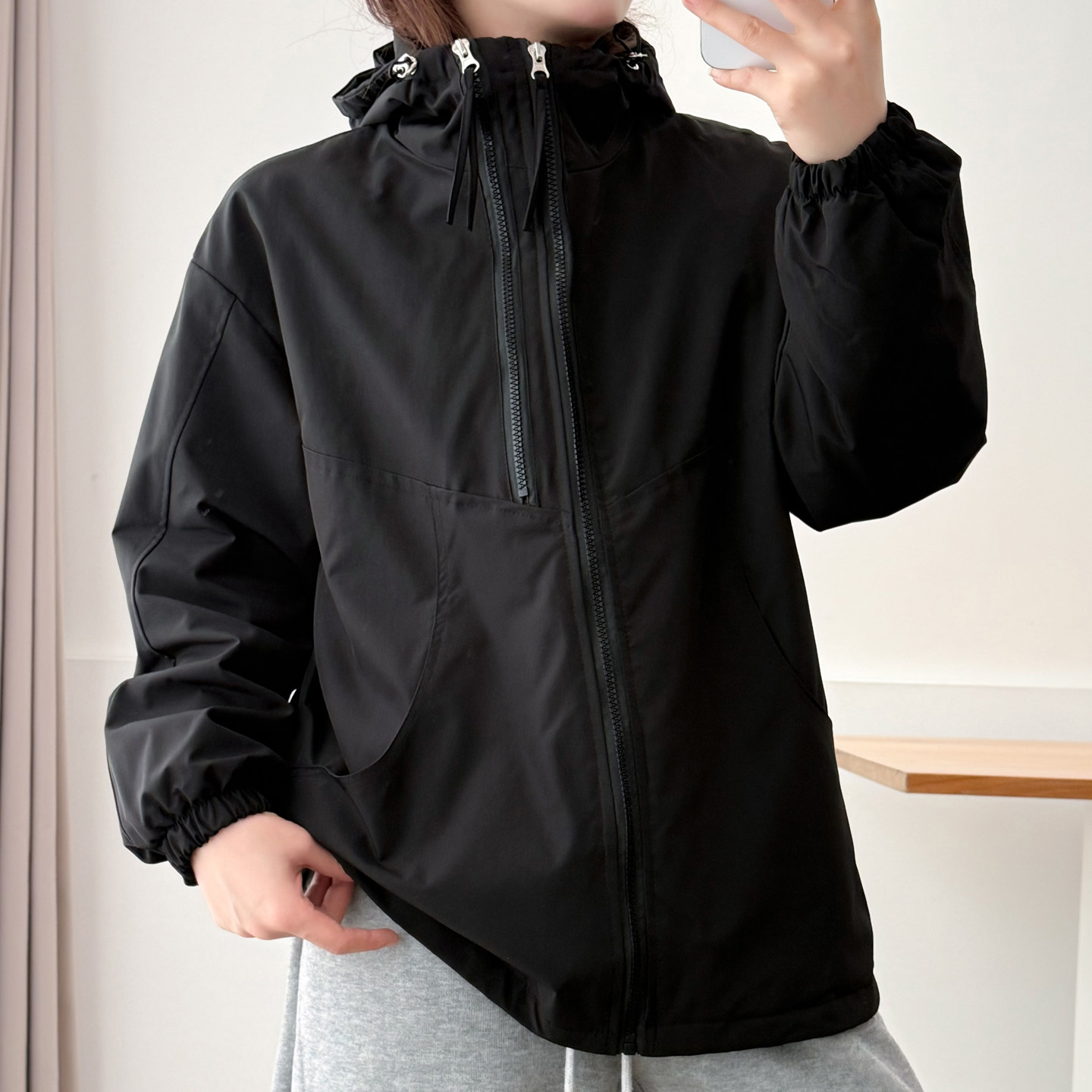 时尚洋气连帽夹棉冲锋衣棉服胖mm百搭拉链外套200斤宽松显瘦上衣,淘宝优惠券,粉丝福利购,淘宝优惠卷