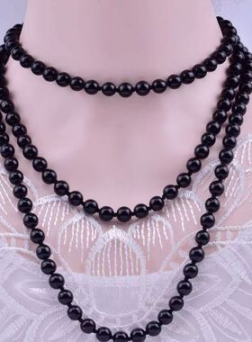 仿珍珠女超长缠绕圆珠项链