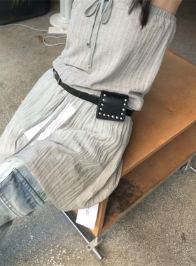 铆钉腰带包女装饰迷你皮带小腰包