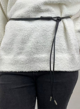 腰带女款配裙子打结皮绳长款腰绳