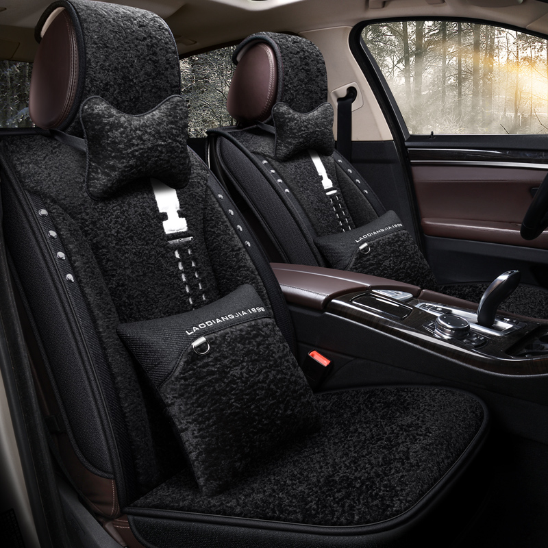 汽车座套冬季羊羔绒奔驰GLK300/C180/200L/E350/S320/450毛绒坐垫 - 图0