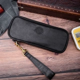 Одна кожаная труба мужская сумка для хранения Хизер Труба двойной кожаный портативный пакет