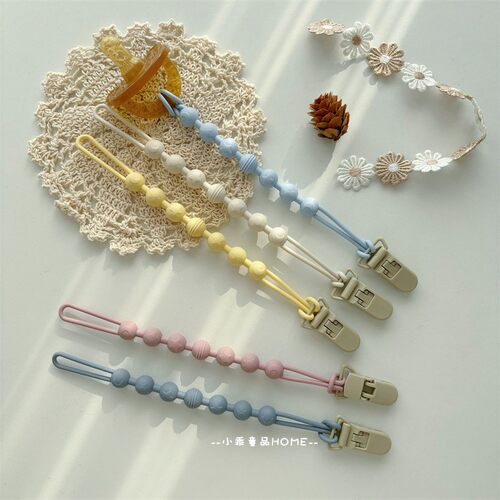 INS韩系硅胶奶嘴链宝宝牙胶玩具安抚奶嘴防掉绳婴儿奶瓶挂绳亲肤 - 图0