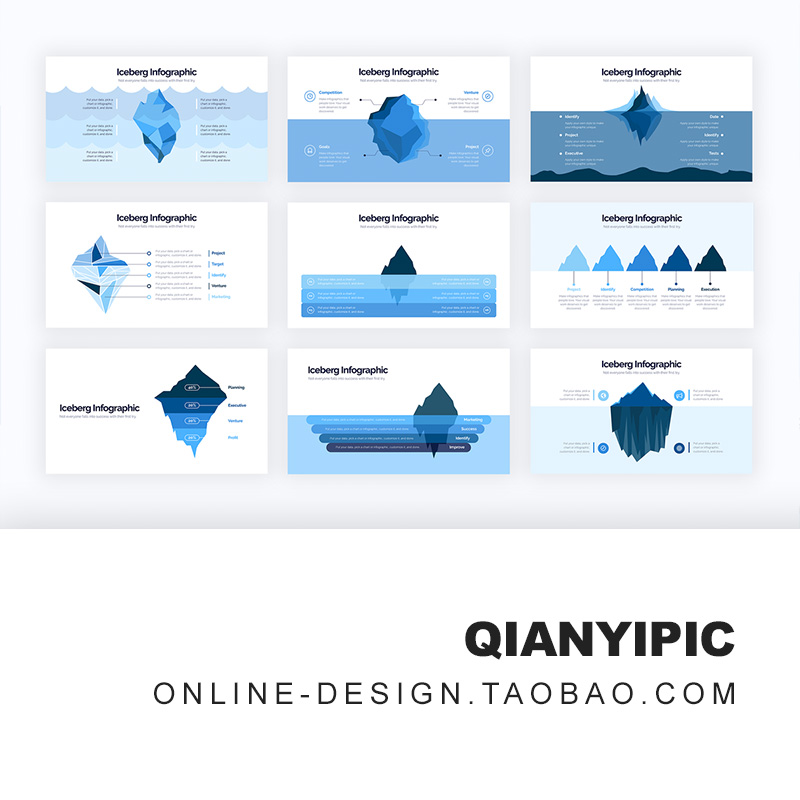 蓝色冰山模型项目管理数据分析图表PPT模板ai图形keynote素材下载-图0