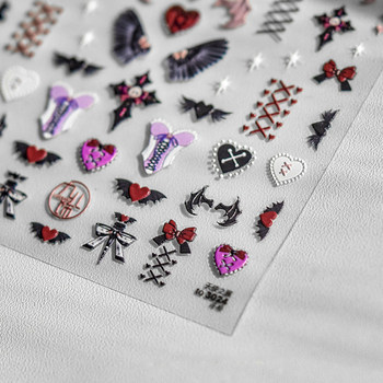 Crystal Diamond Angel Wings Hot Girl Art Art Stickers Tomoni Embossed Dark Cross Star Wings Nail Stickers Decoration