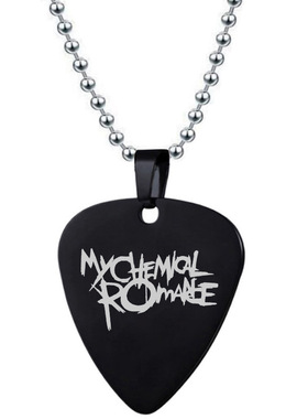 跨境热销首饰我的化学浪漫摇滚吉他拨片吊坠挂坠项链不锈钢项链