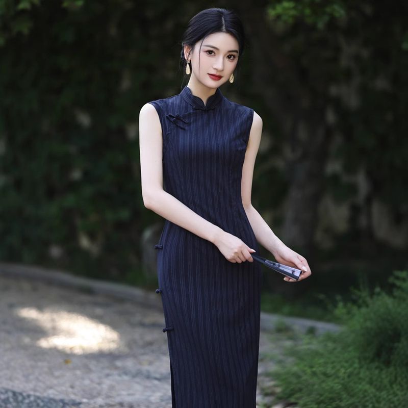 苏州旗袍2025夏季新款文艺素雅年轻新中式民国风改良蓝色连衣裙女 - 图0