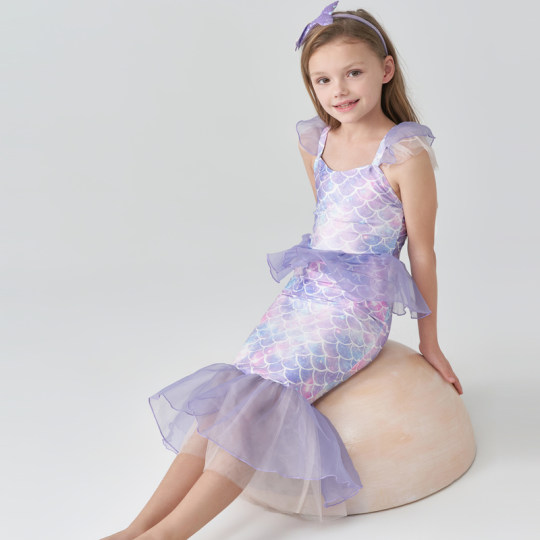 爱慕儿童泳衣女孩10岁人鱼公主女童12岁分身套装沙滩泳装