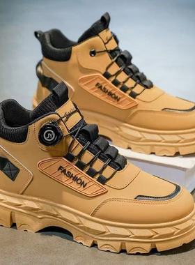 Men's velvet high top Martin boots retro workwear shoes男鞋