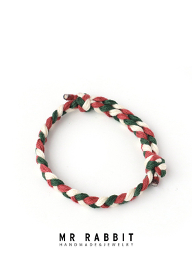 手工编织圣诞装饰情侣棉绳手链