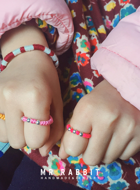手工编织多色许愿情侣戒指