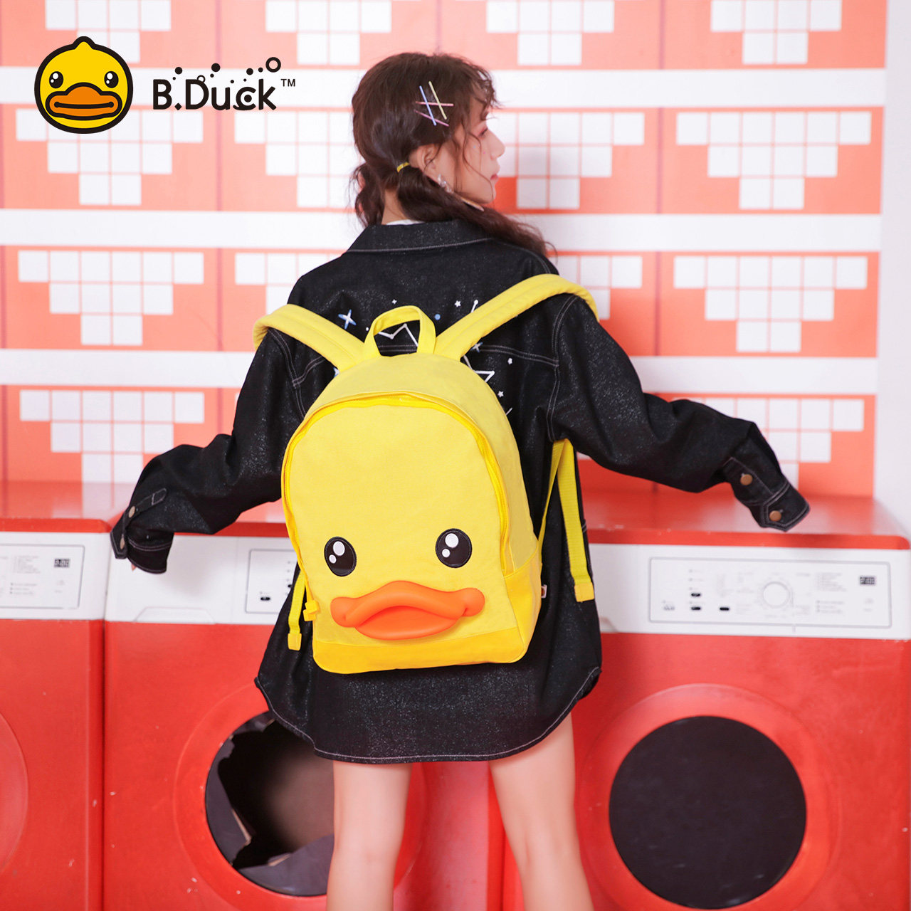 b . duck小黄鸭3d鸭嘴妈咪包双肩包 semk盈思妈咪包/袋